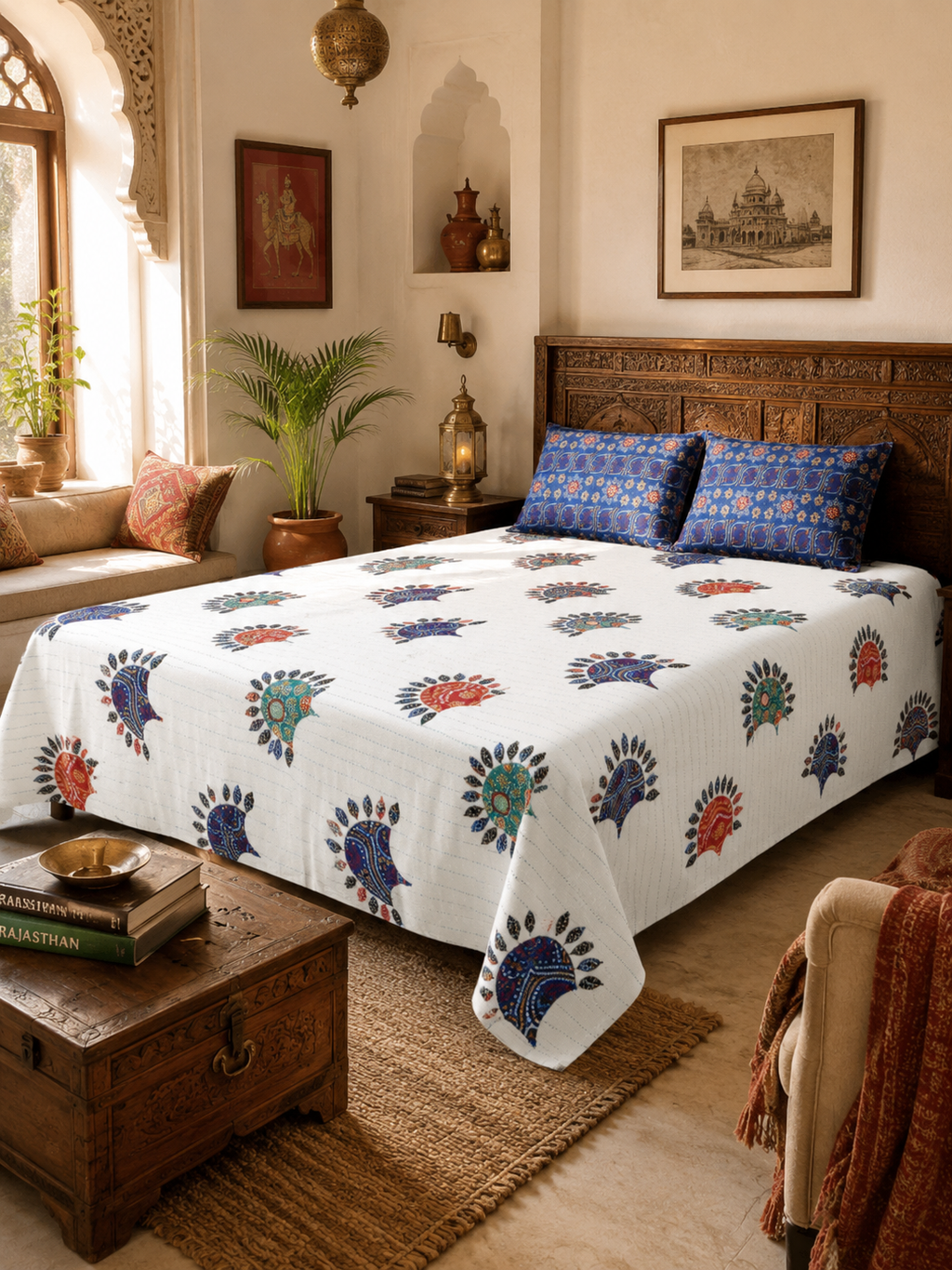 Bandhani Premium pure Cotton  Bedsheet Set (with 2 Pillow Covers)108*108