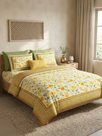 Premium Pure Cotton Floral Bedsheet Set (with 2 Pillow Covers)