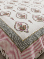 Pink Paisley Floral Cotton Bedsheet with 2 Pillow Covers | Premium Jaipuri Printed Bed Sheet | 100% Pure Cotton | HEMVI