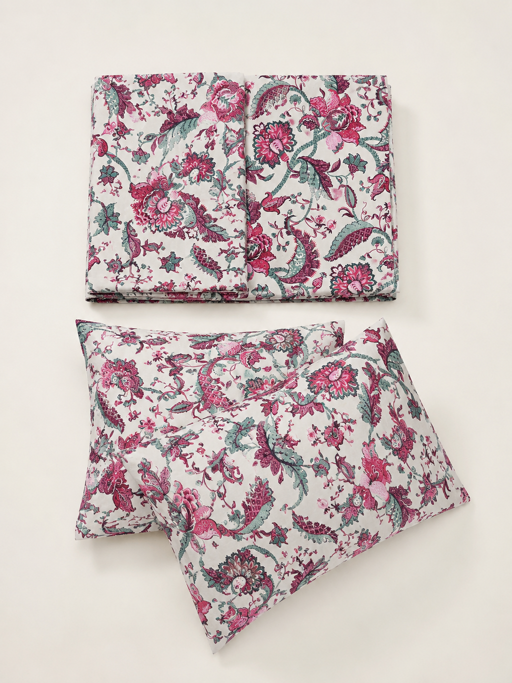 Gulnaar Floral Bedsheet | 100% Pure Cotton | 300+ TC | HEMVI