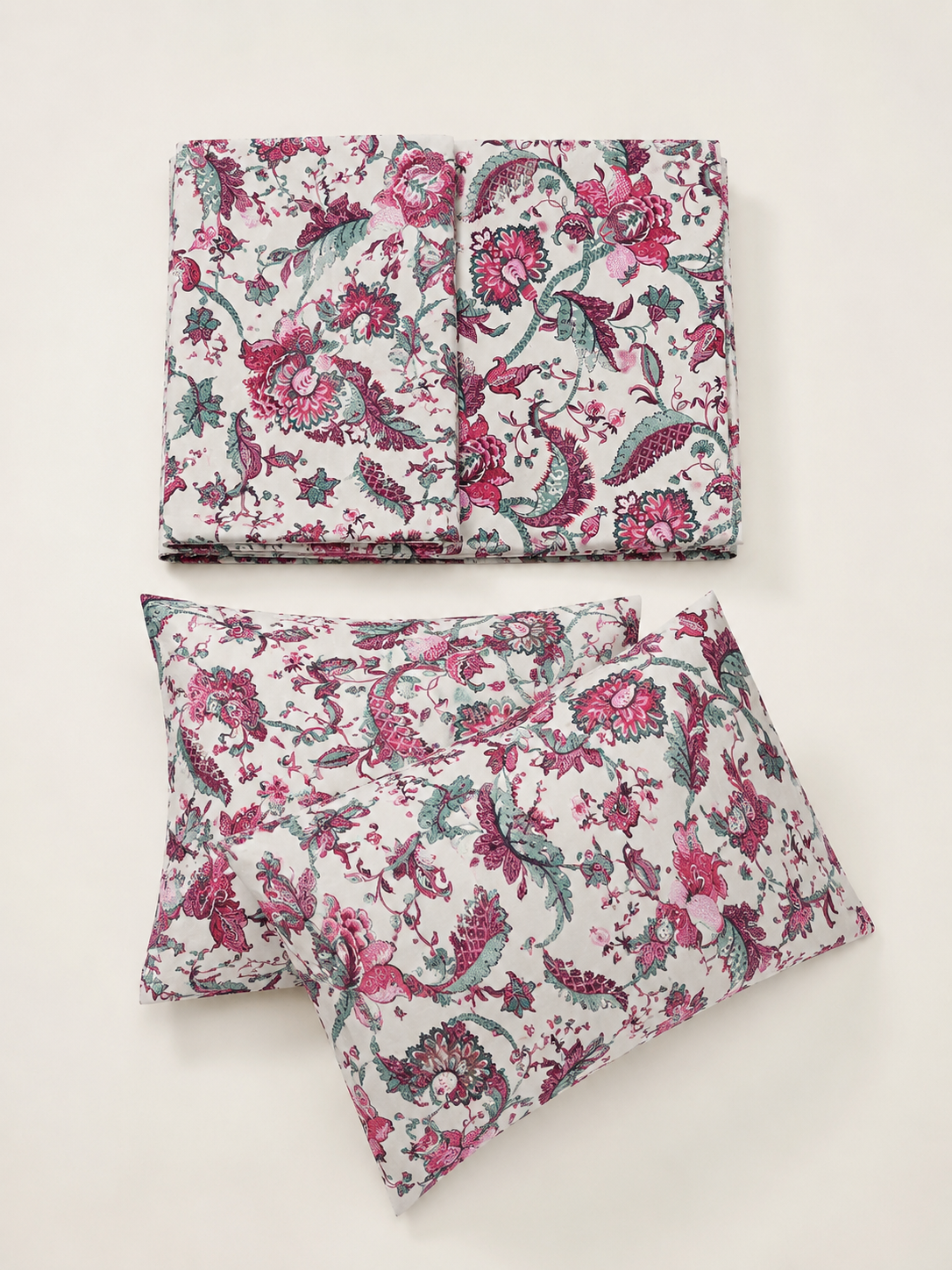 Gulnaar Floral Bedsheet | 100% Pure Cotton | 300+ TC | HEMVI