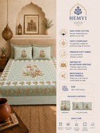 Gulnaar Heritage Floral Bedsheet | 100% Pure Cotton | Vastu Compliant | 120×120 Inches | HEMVI