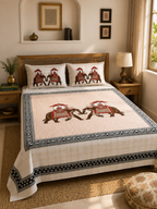 Shahi Gajraj Cotton Bedsheet | 120×120 Inches | 100% Pure Cotton | Vastu Compliant | HEMVI