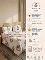 Gulnaar Blossom Cotton Bedsheet | 108×108 Inches | 100% Pure Cotton | Vastu Compliant | King Size