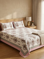 Pink Paisley Floral Cotton Bedsheet with 2 Pillow Covers | Premium Jaipuri Printed Bed Sheet | 100% Pure Cotton | HEMVI