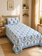 Neelambari Floral Bedsheet | 100% Pure Cotton | Vastu Compliant | HEMVI