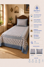Marudhara Floral Bedsheet | 100% Pure Cotton | Vastu Compliant | HEMVI