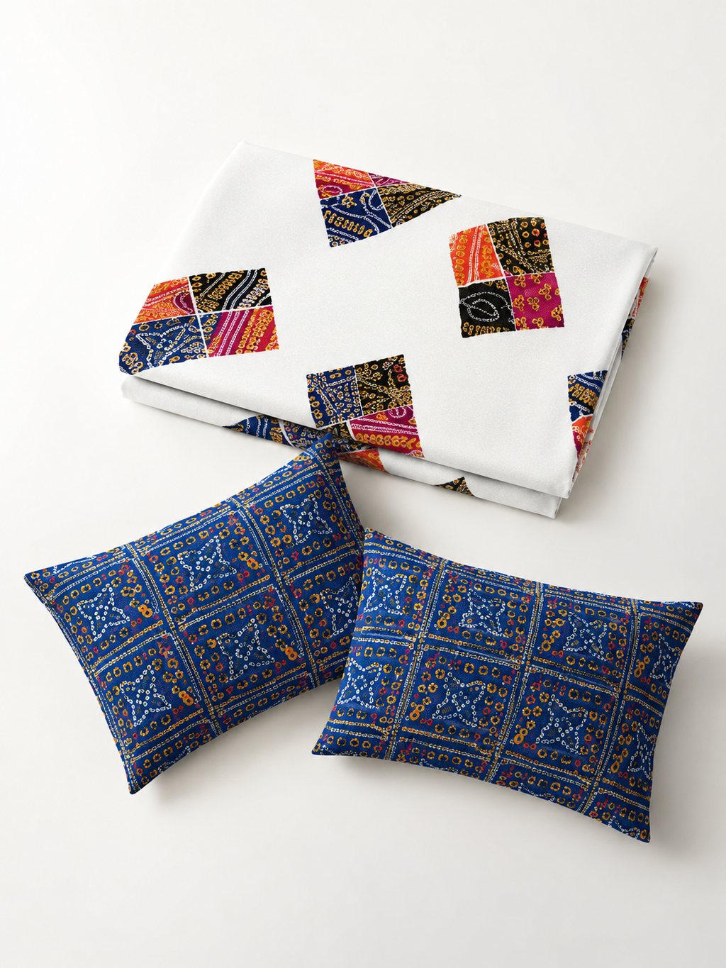 Choras Bandhani Premium Pure Cotton Bedsheet Set (King Size, 108" x 108")