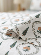 Heritage Floral Cotton Bedsheet with 2 Pillow Covers | Premium Jaipuri Hand Block Inspired Bed Sheet | 100% Pure Cotton | Hemvi