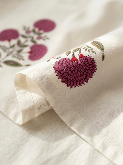 Gulnaar Blossom Cotton Bedsheet | 108×108 Inches | 100% Pure Cotton | Vastu Compliant | King Size