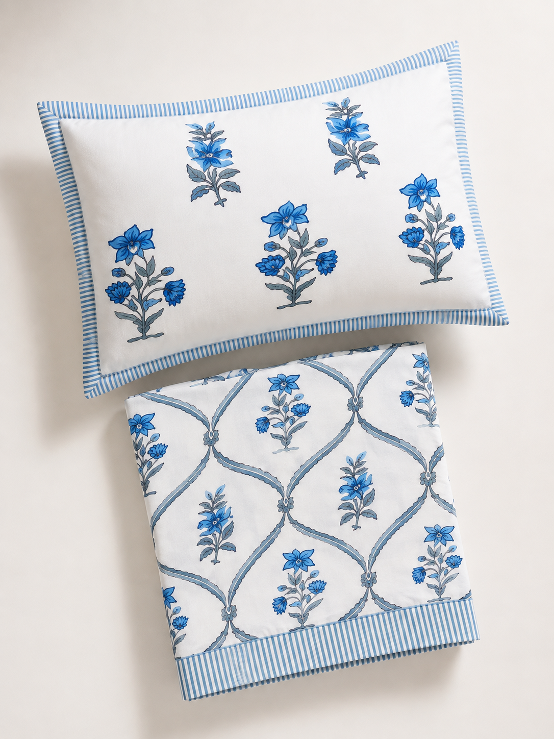 Neelambari Floral Bedsheet | 100% Pure Cotton | Vastu Compliant | HEMVI