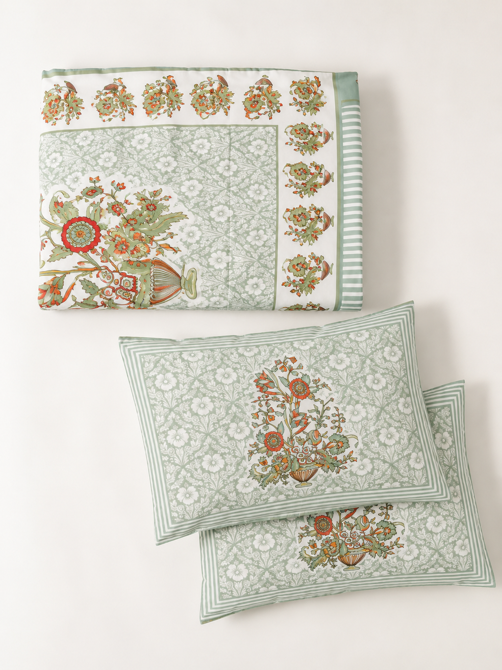 Gulnaar Heritage Floral Bedsheet | 100% Pure Cotton | Vastu Compliant | 120×120 Inches | HEMVI