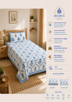 Neelambari Floral Bedsheet | 100% Pure Cotton | Vastu Compliant | HEMVI